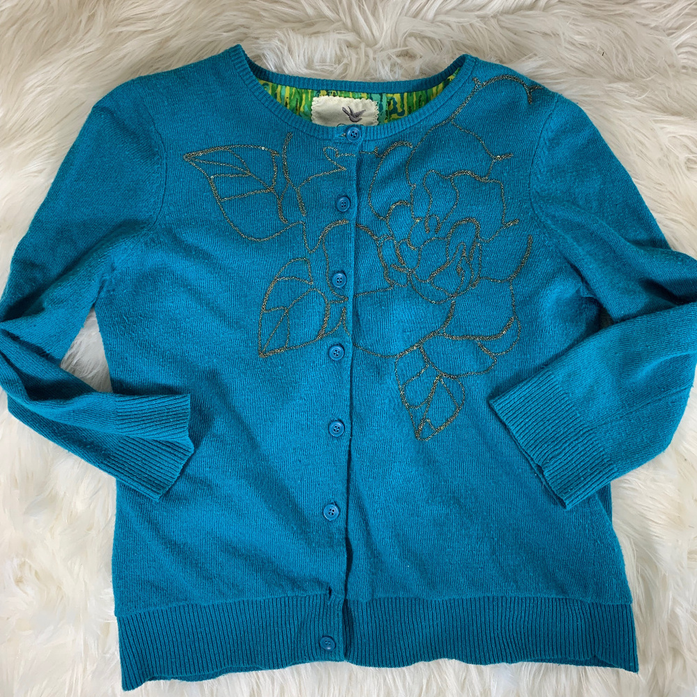 Anthropologie Tabitha Cardigan Chain Floral Small